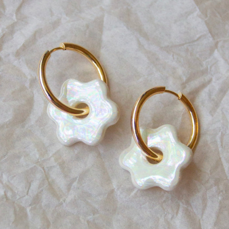 Ceramic Daisy Hoops | Meghan MacWhirter